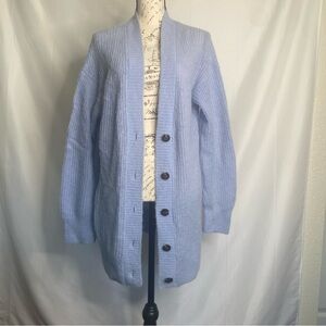 Everlane Light Blue‎ Cardigan Sweater Women’s Sz M Oversized Alpaca, Wool Cozy